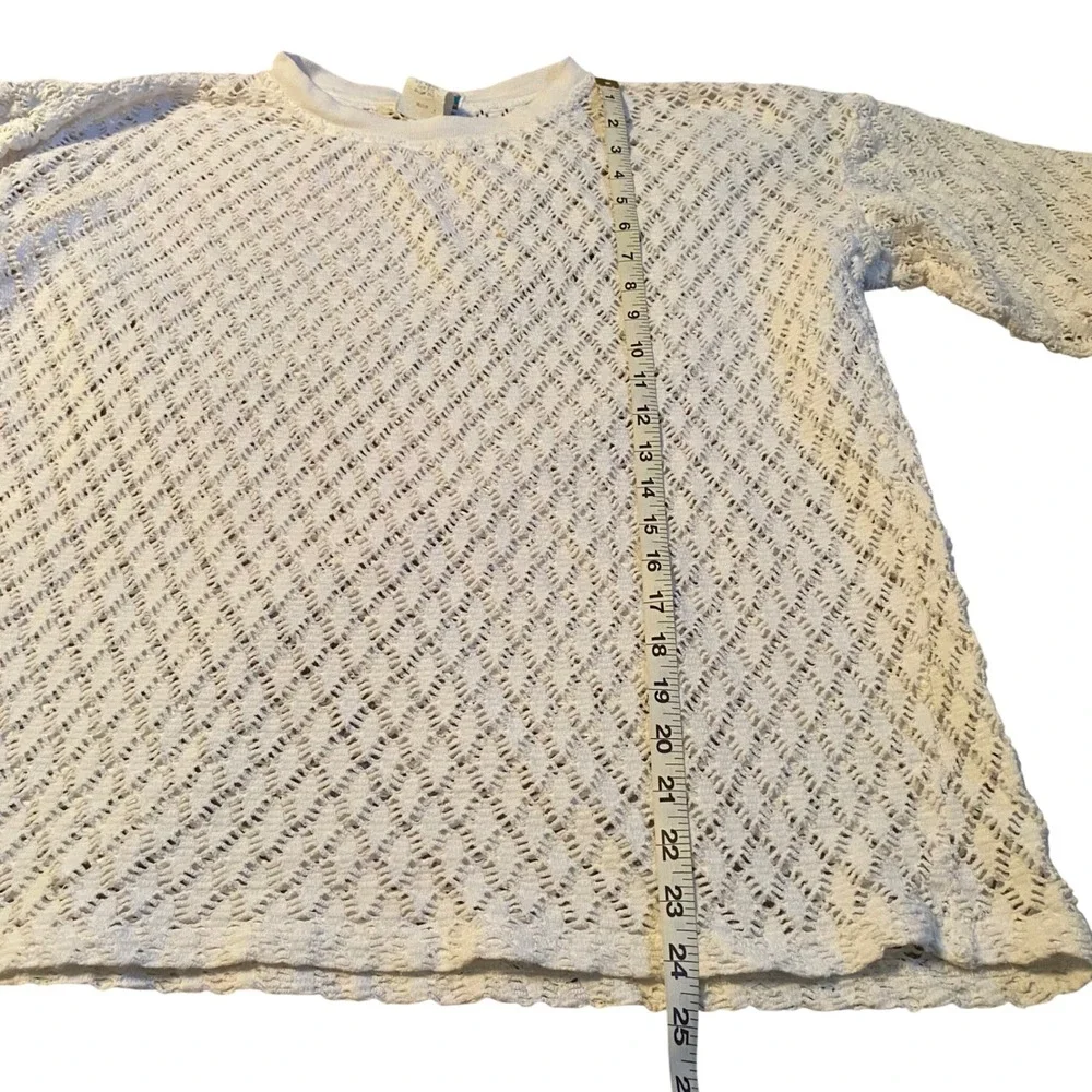 VTG CB Collection White Crochet Knit Long Sleeve Sweater‎ Top Size M